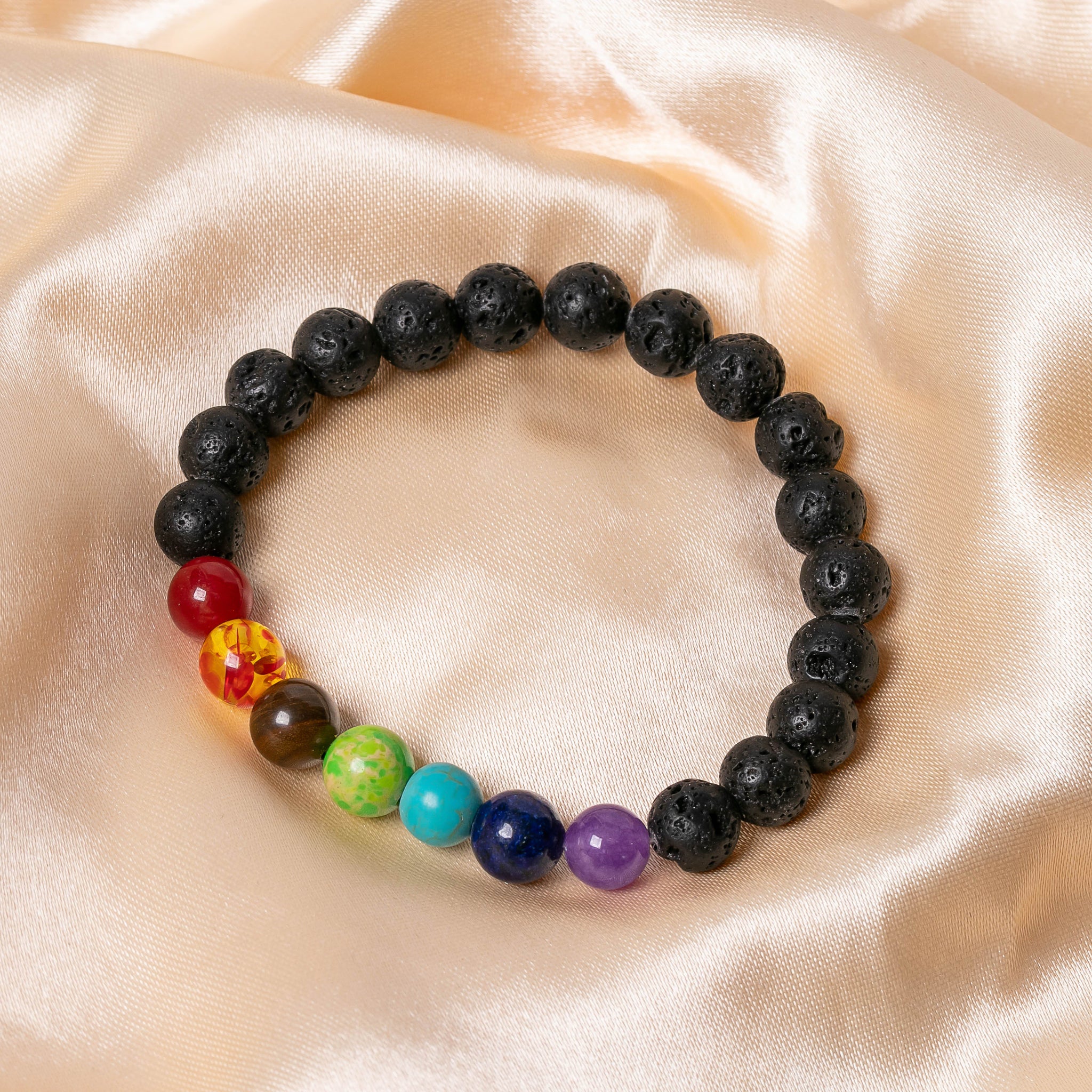 7 Chakara + Lava Bracelet